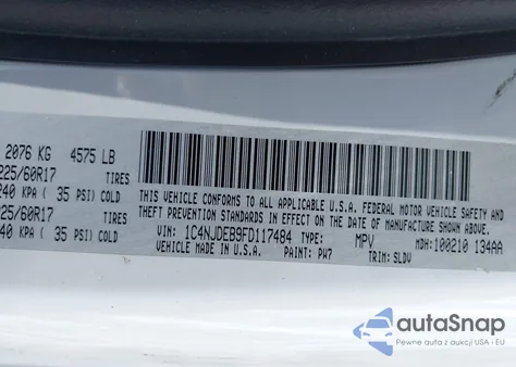 2015 Jeep Compass High Altitude Edition из США, поврежденный, VIN 1C4NJDEB9FD117484